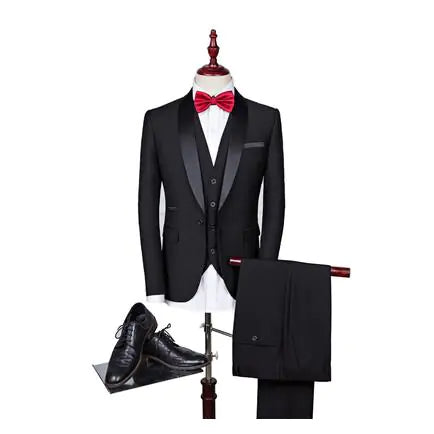Burgundy Three-Piece Men's Suit with Slim Fit Design