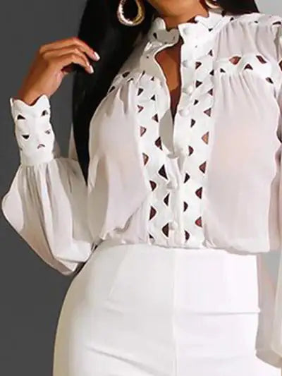 Shift Long Sleeve Formal Stand Collar Top