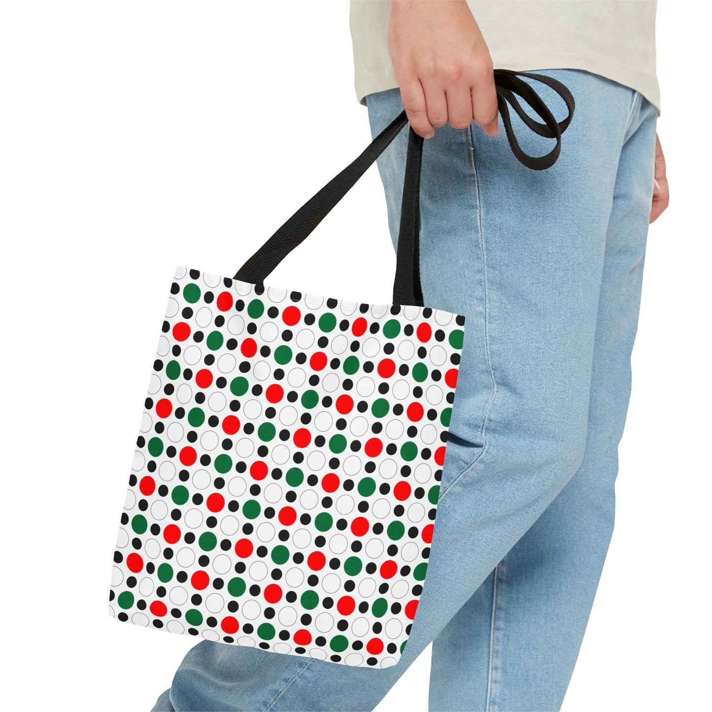 Green White Red Circle Pattern–Tote Bag (AOP)