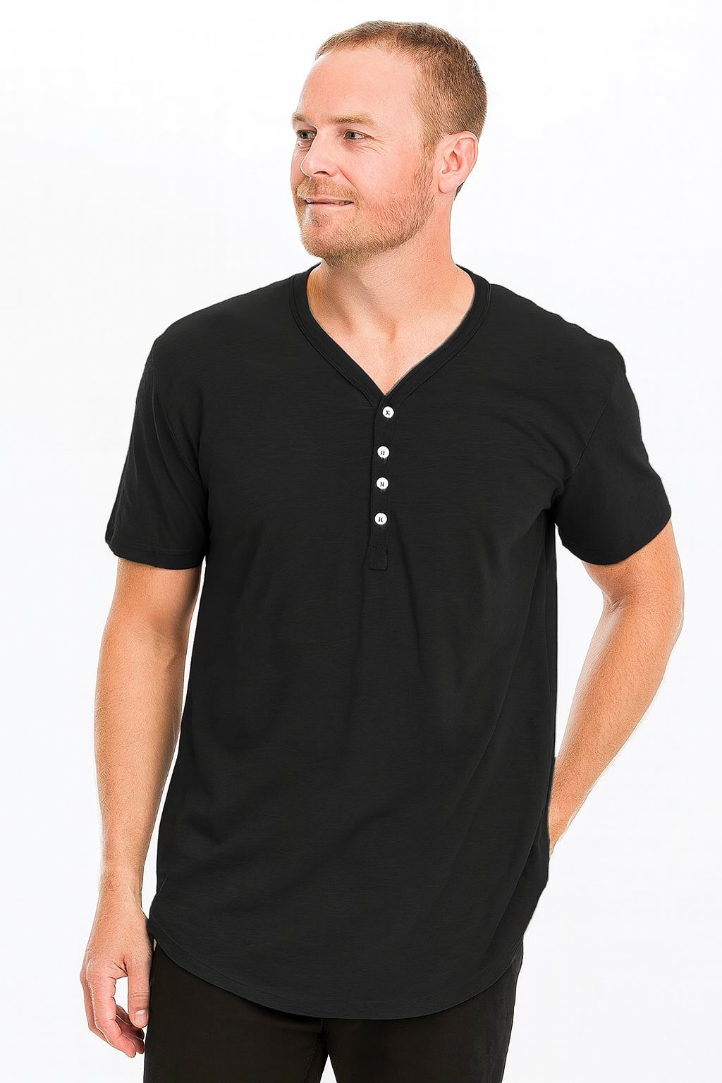 SHORT SLEEVE 4 BUTTON HENLEY SHIRT