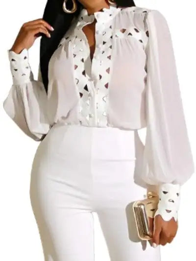Shift Long Sleeve Formal Stand Collar Top