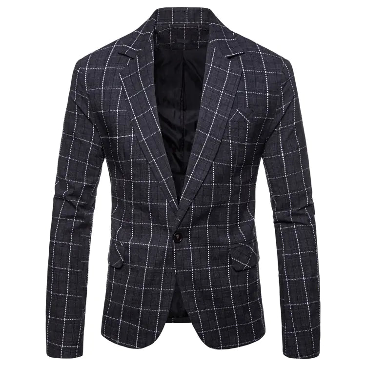Men's Stylish Casual Plaid Suit Jacket