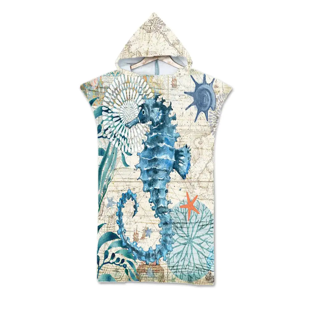 Ocean Print Hooded Beach Towels Family Pack