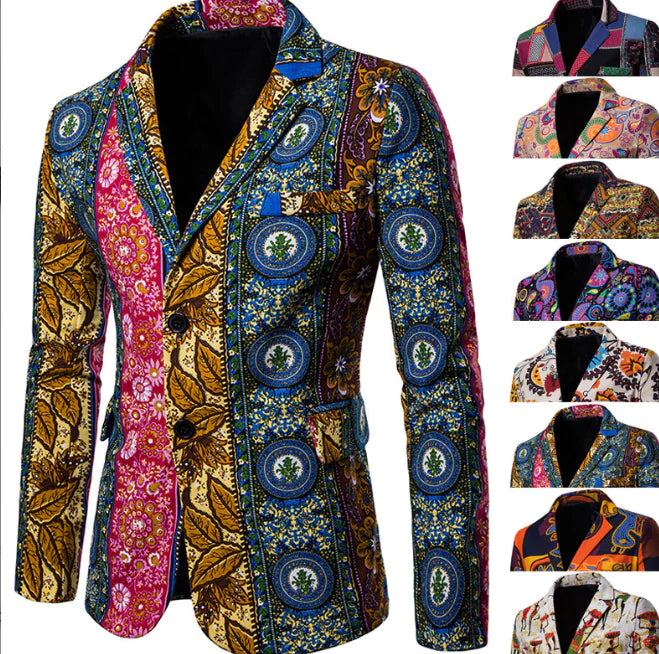 Men's African Print Suit for Nightclub Wear