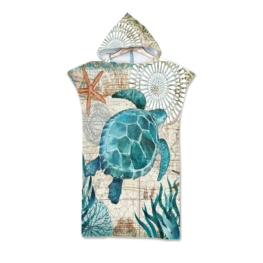 Ocean Print Hooded Beach Towels Family Pack