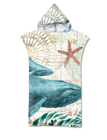 Ocean Print Hooded Beach Towels Family Pack