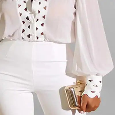 Shift Long Sleeve Formal Stand Collar Top