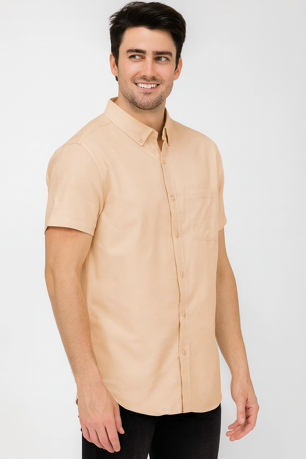 MENS PASTEL COLOR SHORT SLEEVE BUTTON DOWN