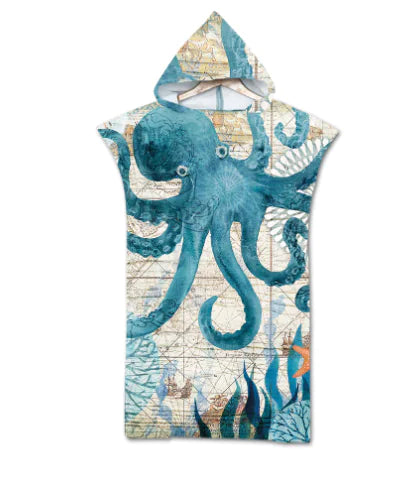 Ocean Print Hooded Beach Towels Family Pack