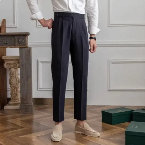 Men's Slim-Fit Cropped Suit Pants
