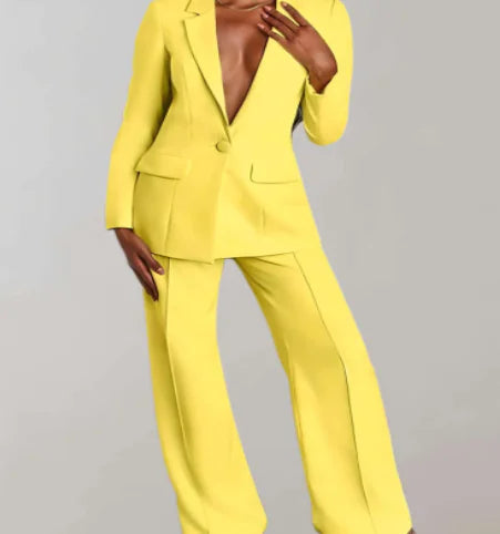 Graceille Women's Formal Blazer and Wide-Leg Pants Set