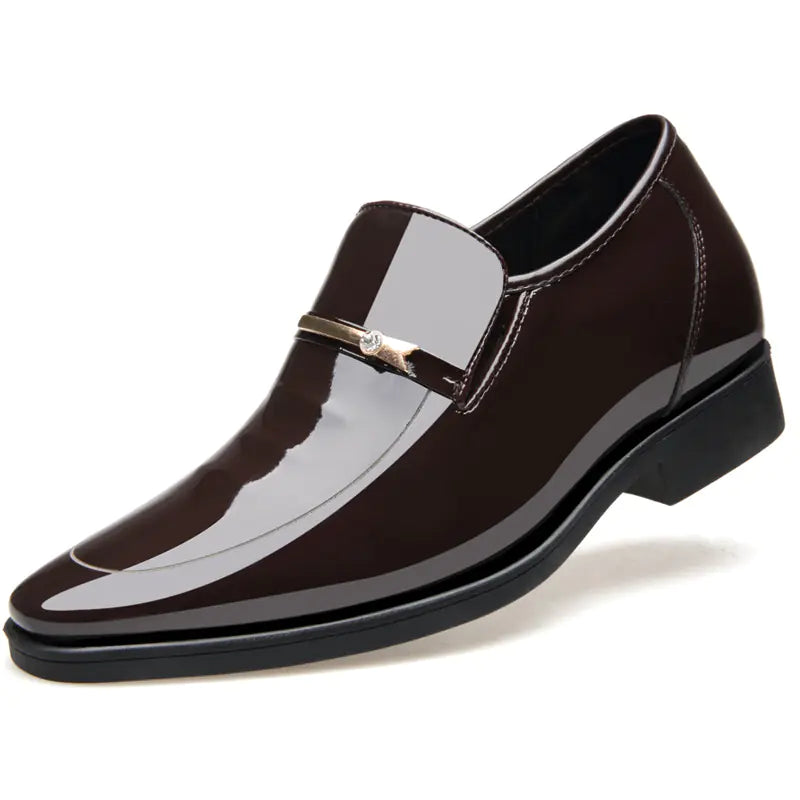 Bright Leather Men's Shoes with Invisible Height Increase