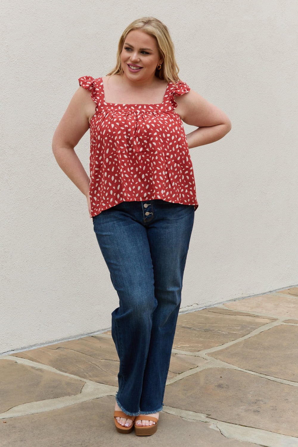 Be Stage Full Size Woven Top in Brick