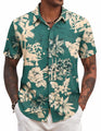 COOFANDY Mens Short Sleeve Floral Shirts Hawaiian Print Shirts Summer Vacation Shirts