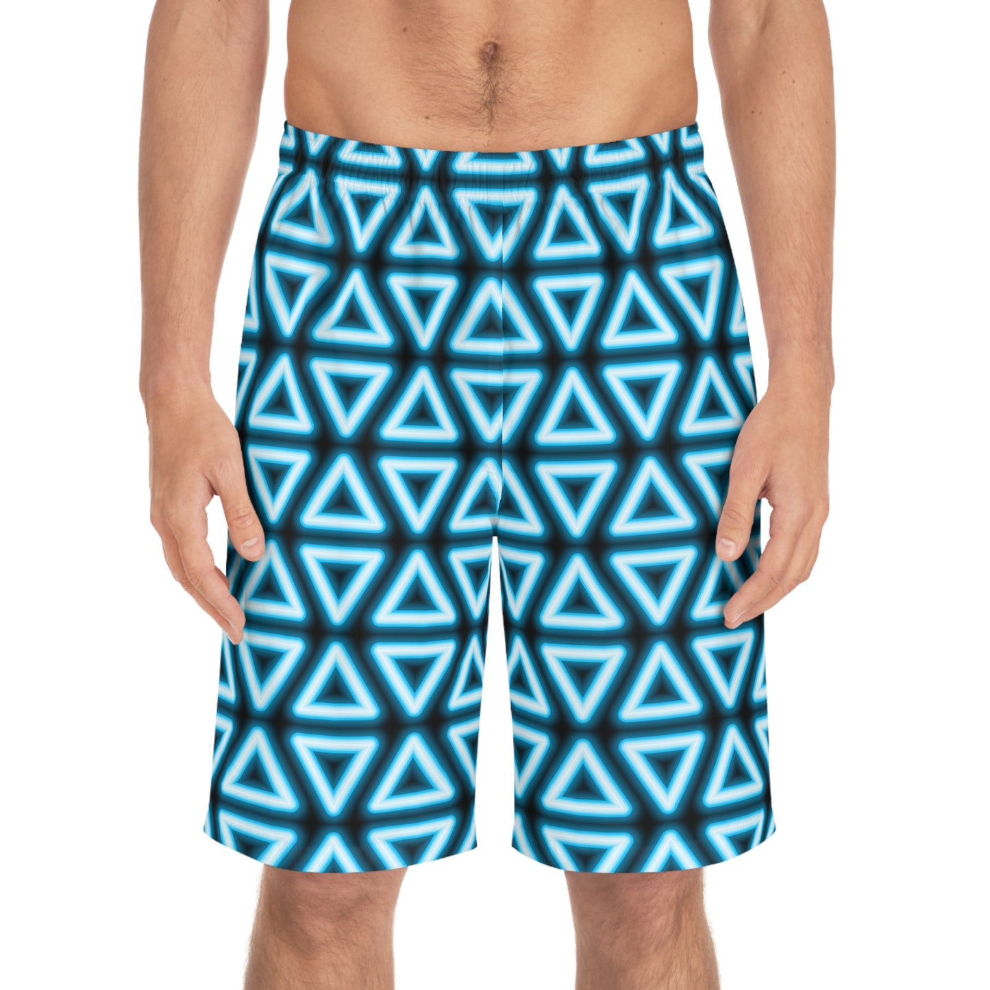 Neon Triangles Pattern–Men's Board Shorts (AOP)