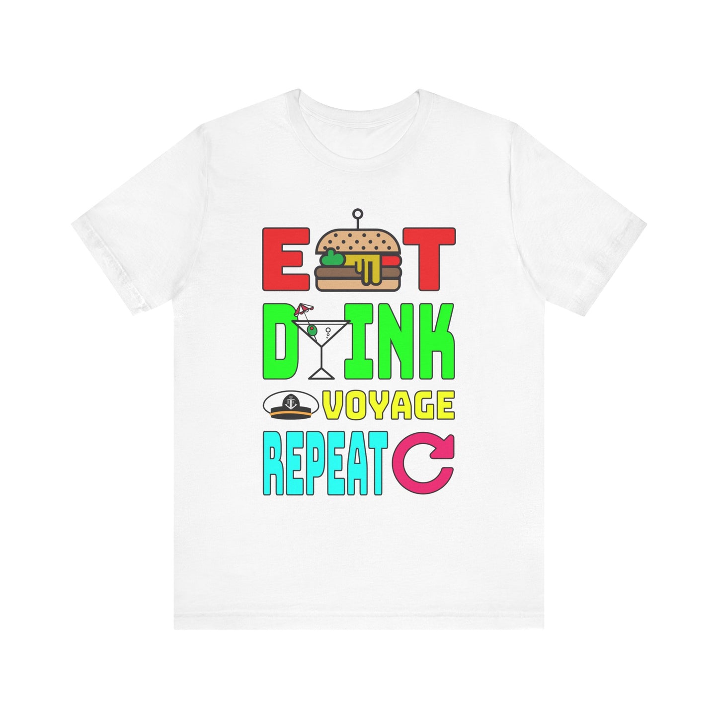 Eat Drink Voyage Repeat, Cocktail–Unisex Jersey Short Sleeve Tee–EXPRESS DELIVERY*