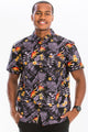 Weiv Mens Print Hawaiian Button Down Shirt