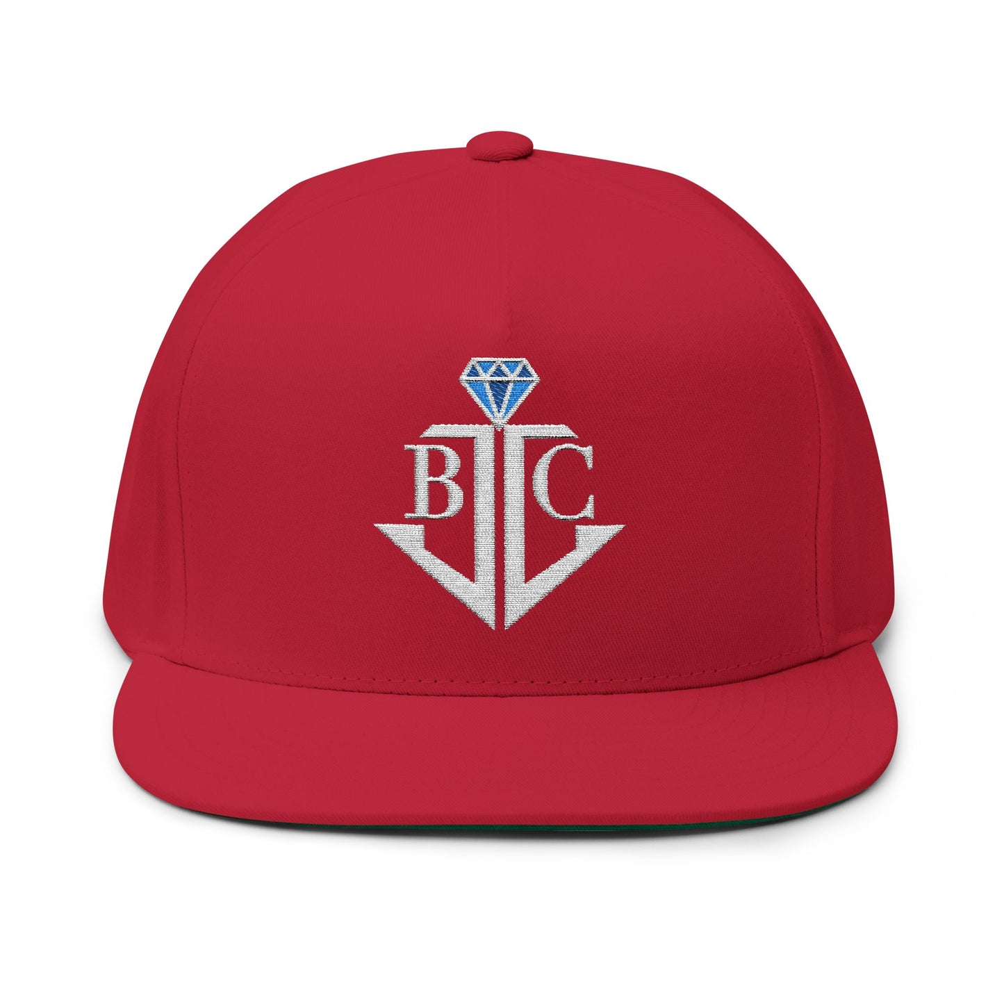 Embroidered Anchor White/Blue Diamond Logo Flat Bill Cap