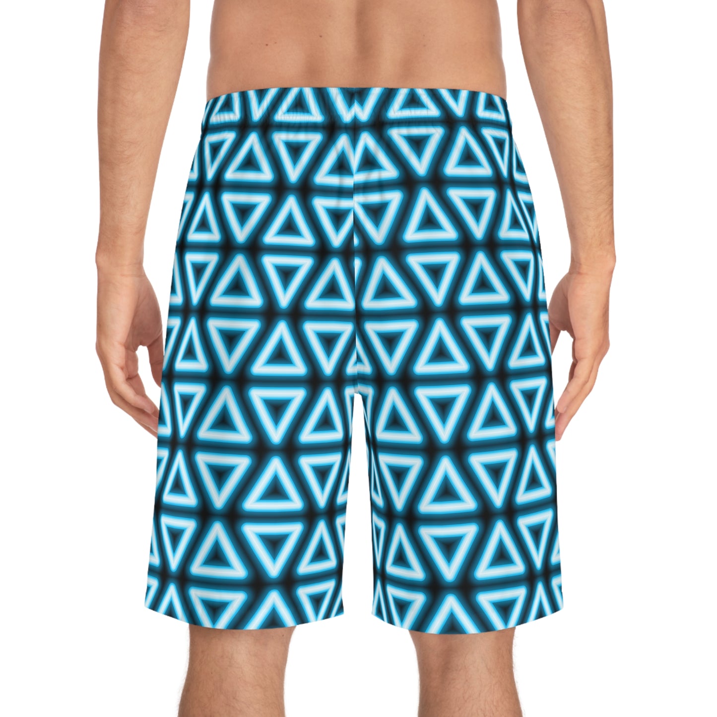 Neon Triangles Pattern–Men's Board Shorts (AOP)