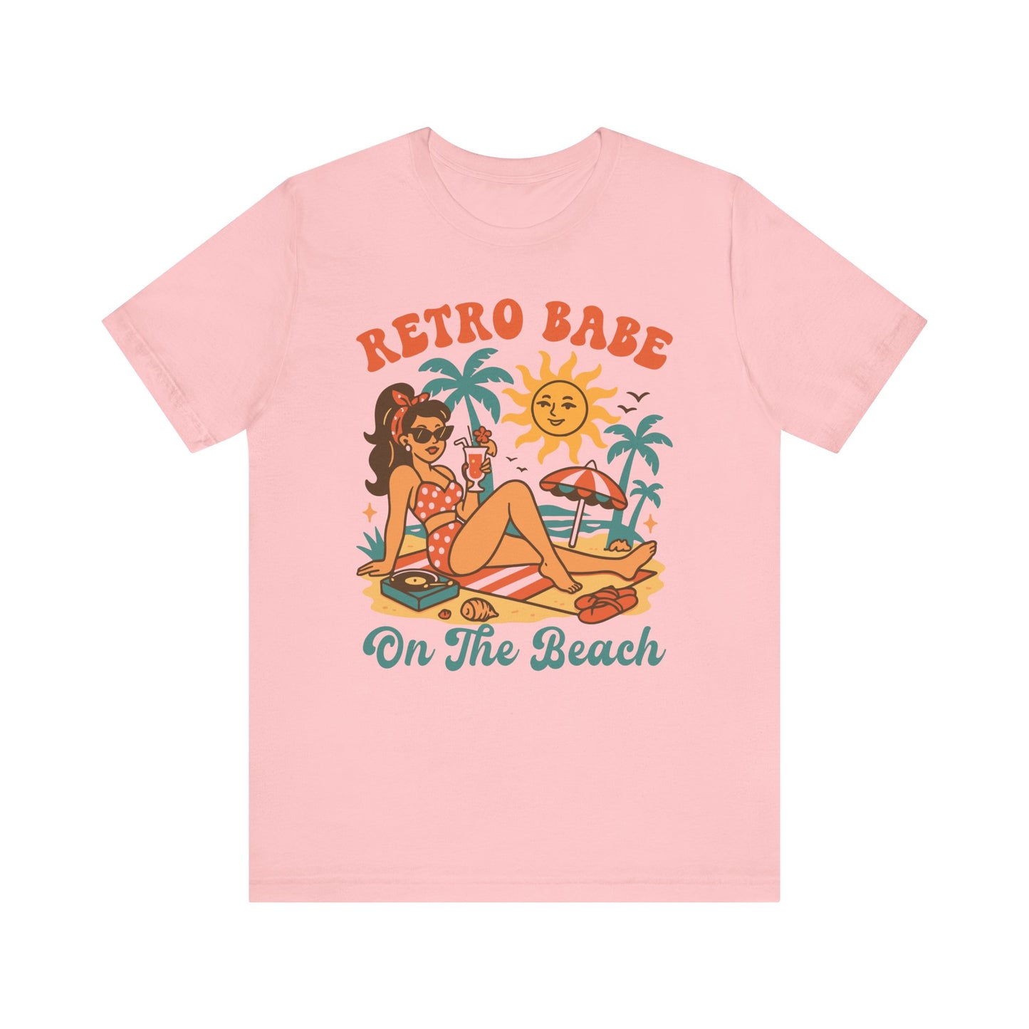 Retro Babe on the Beach–Unisex Jersey Short Sleeve Tee–EXPRESS DELIVERY*