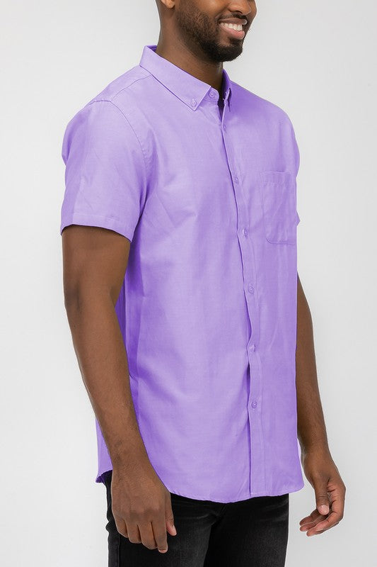 MENS PASTEL COLOR SHORT SLEEVE BUTTON DOWN