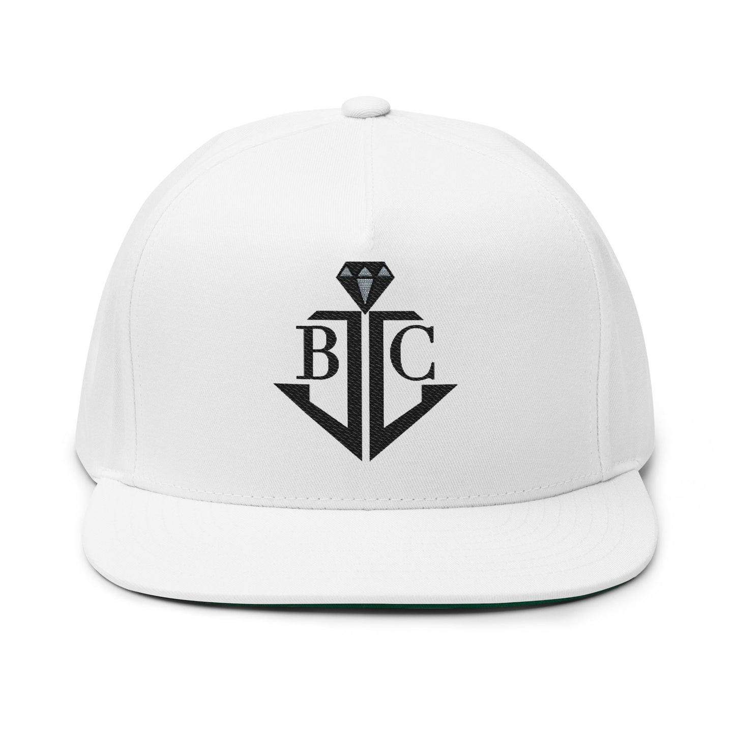 Embroidered Anchor Black/Blue Diamond Logo Flat Bill Cap