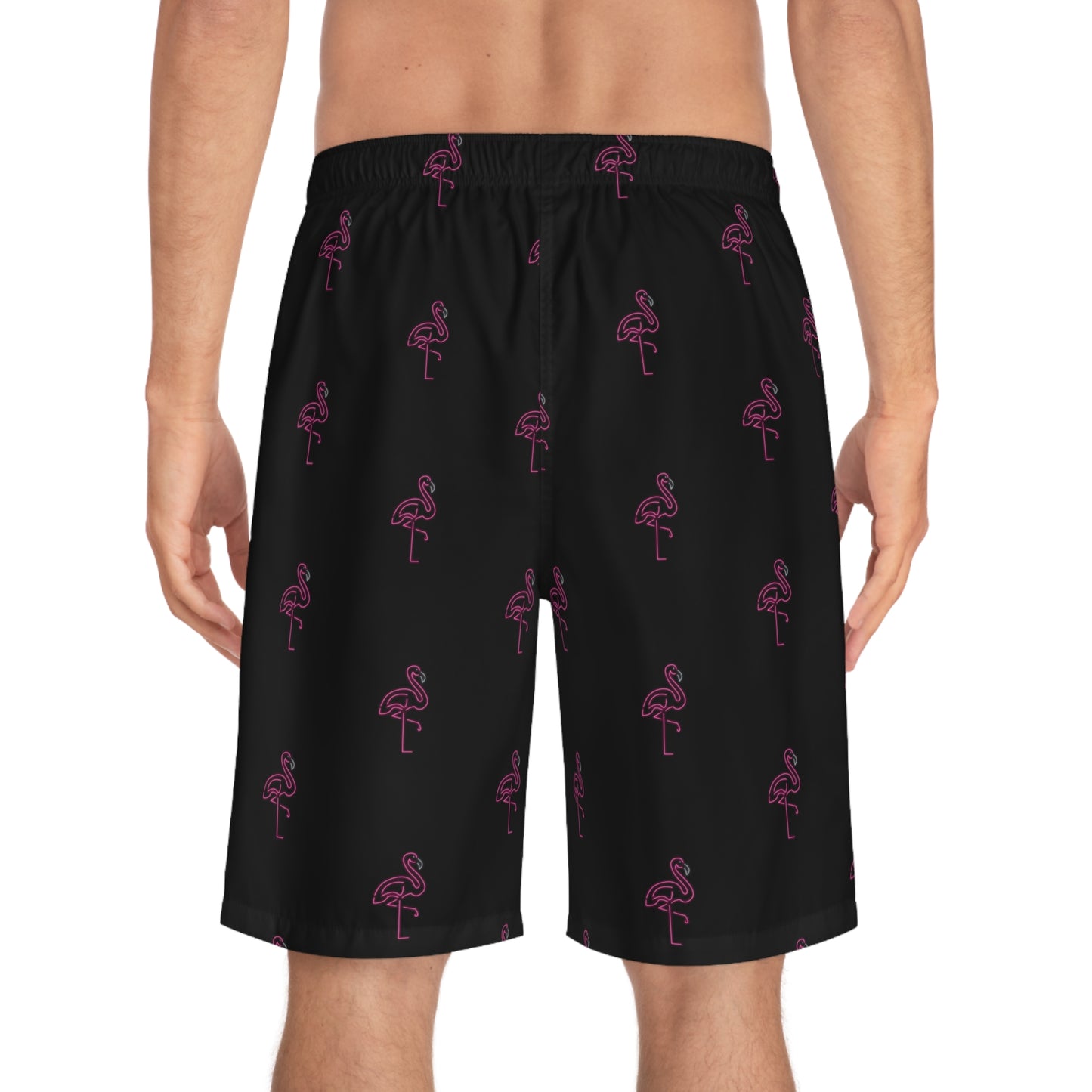 Neon Pink Flamingo–Men's Board Shorts (AOP)