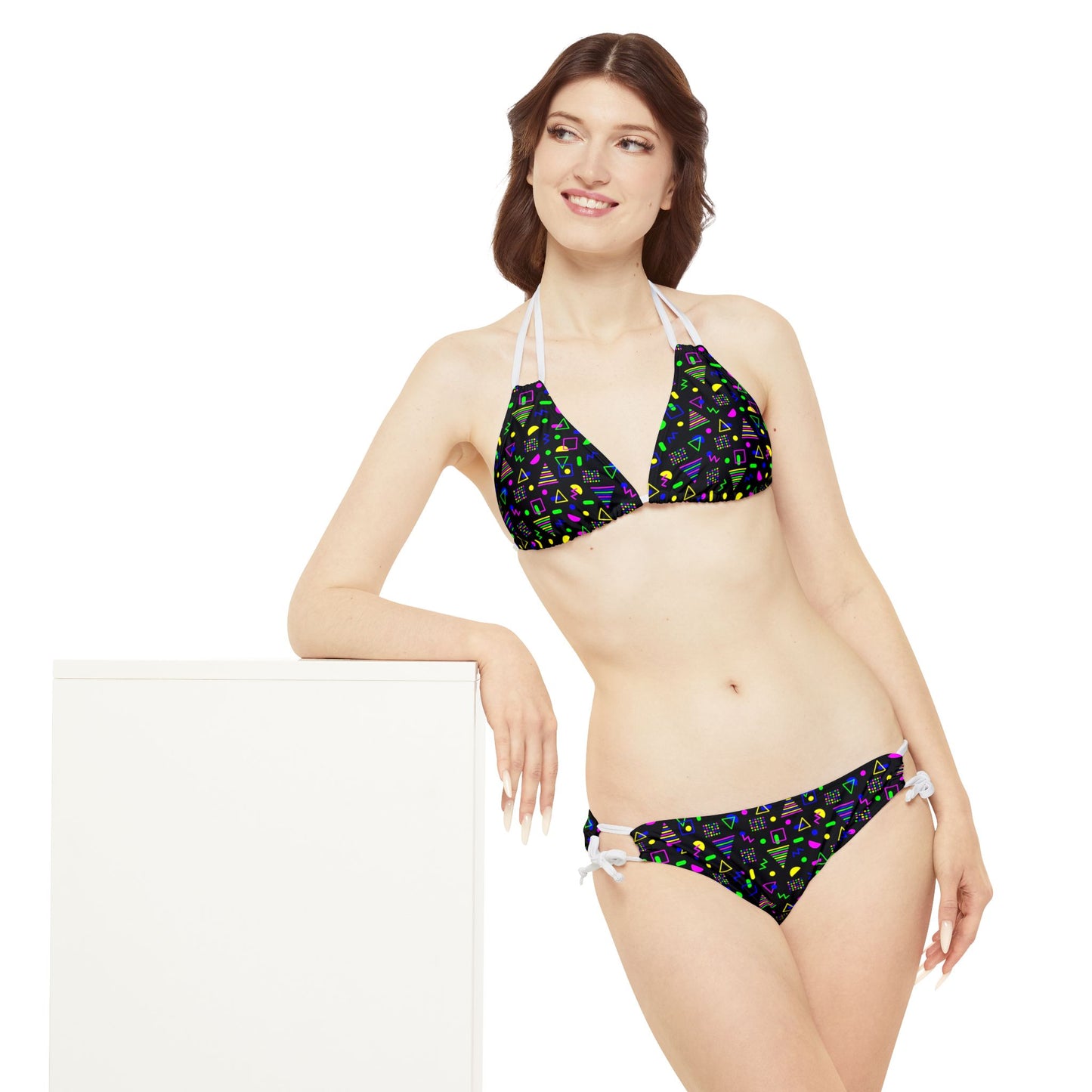 Neon Shapes–Strappy Bikini Set (AOP)