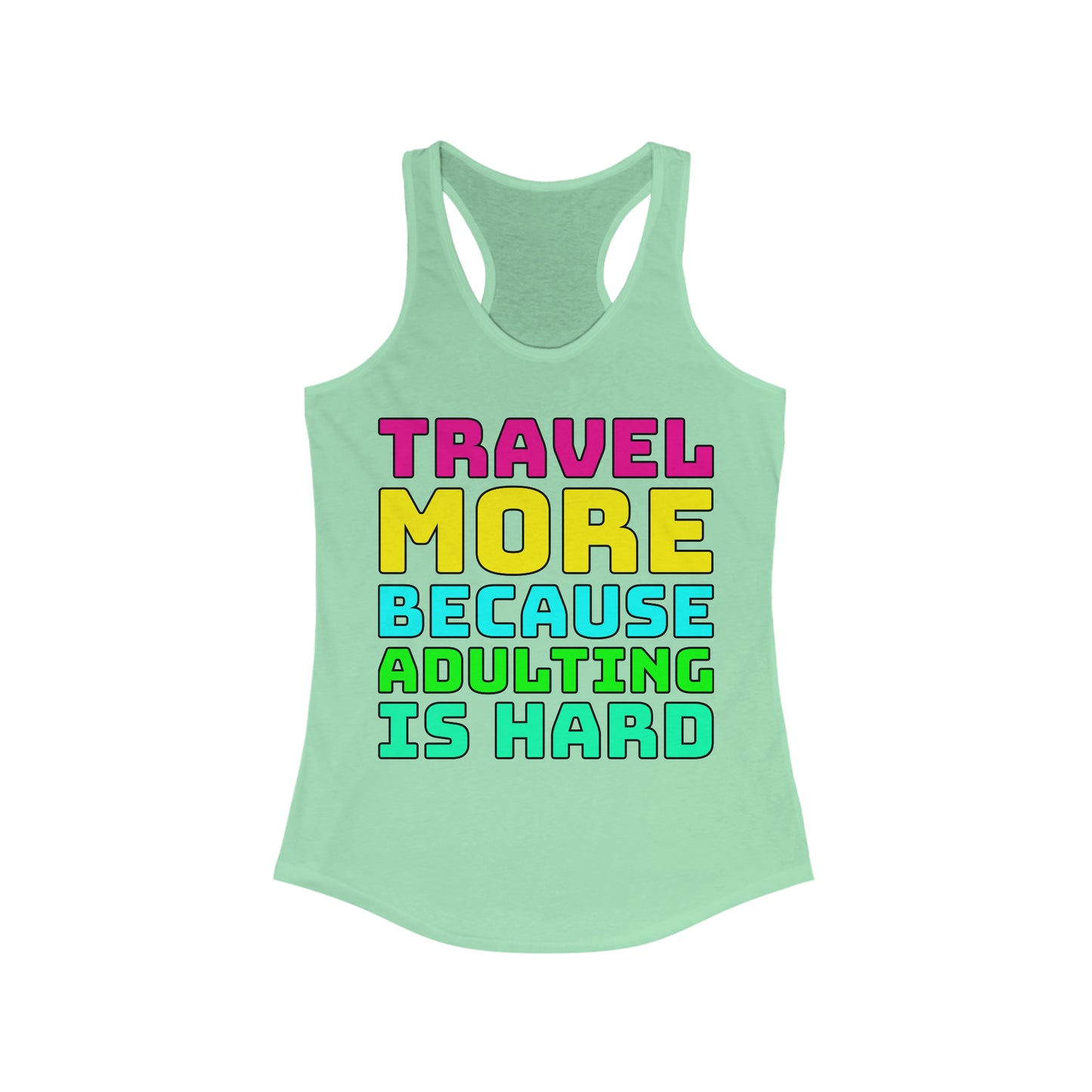 Travel More Because Adulting Is Hard–Women's Ideal Racerback Tank