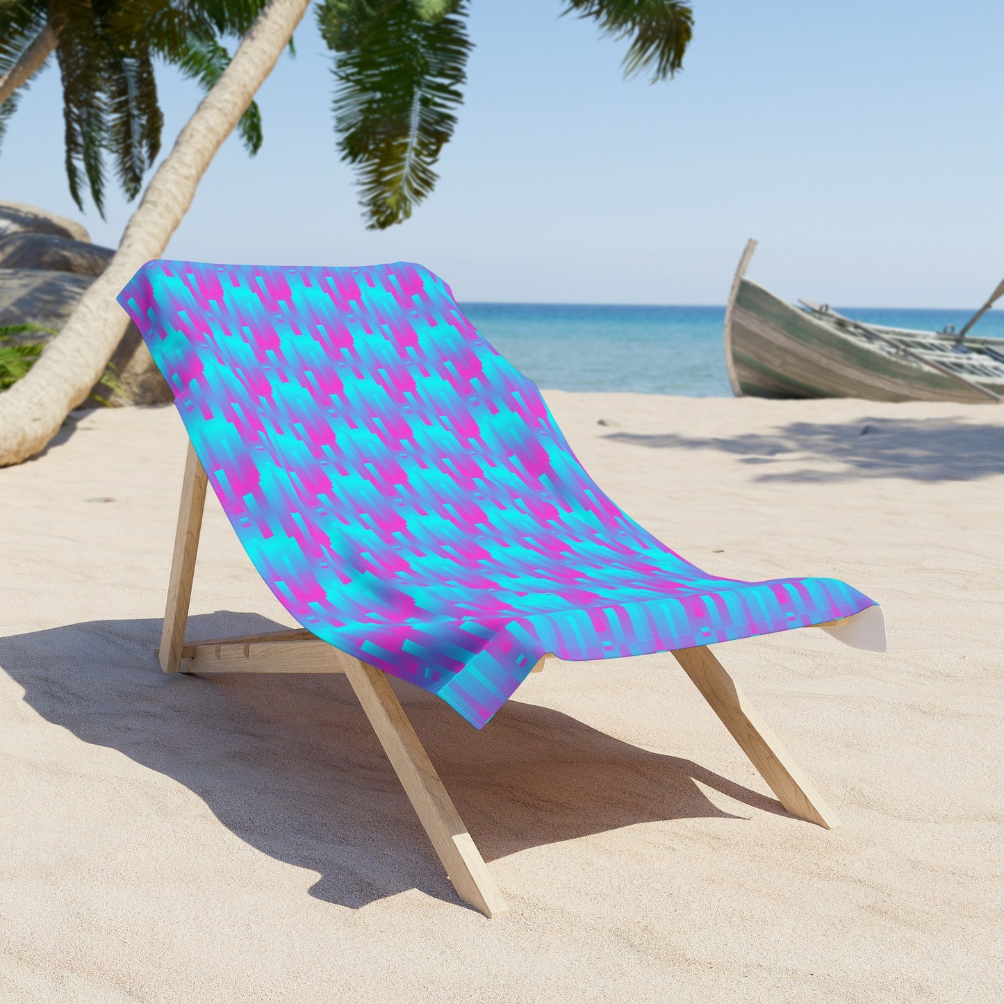 Pink & Blue Line Pattern–Beach Towel