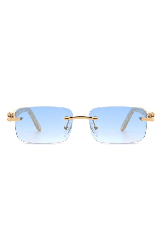 Rimless Rectangle Retro Tinted Fashion Sunglasses