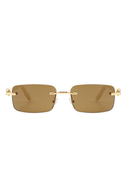 Rimless Rectangle Retro Tinted Fashion Sunglasses