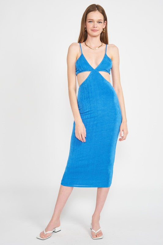 knee length dresses for ladies Rare London Cut Out Bodycon Midi Dress main image 1