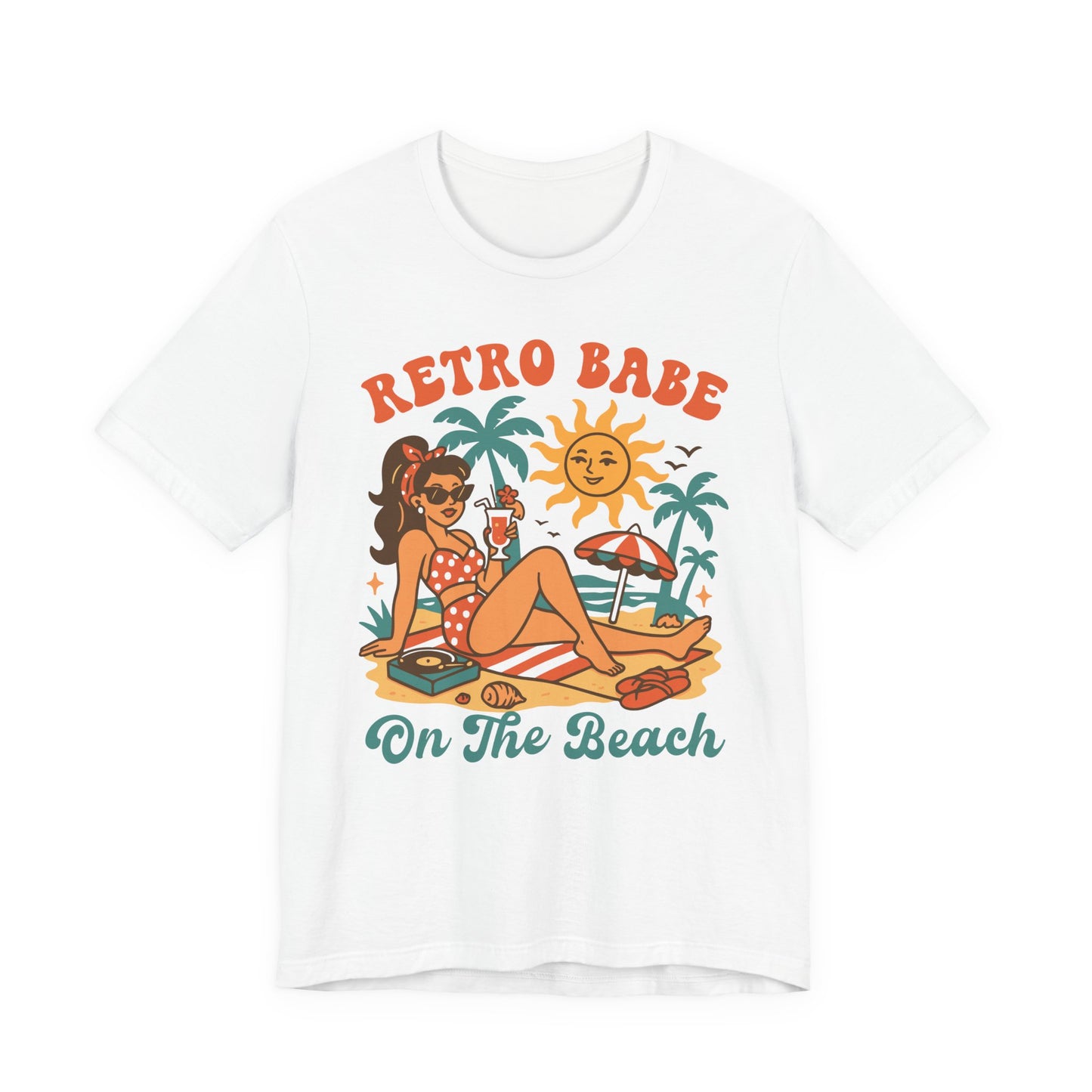 Retro Babe on the Beach–Unisex Jersey Short Sleeve Tee–EXPRESS DELIVERY*