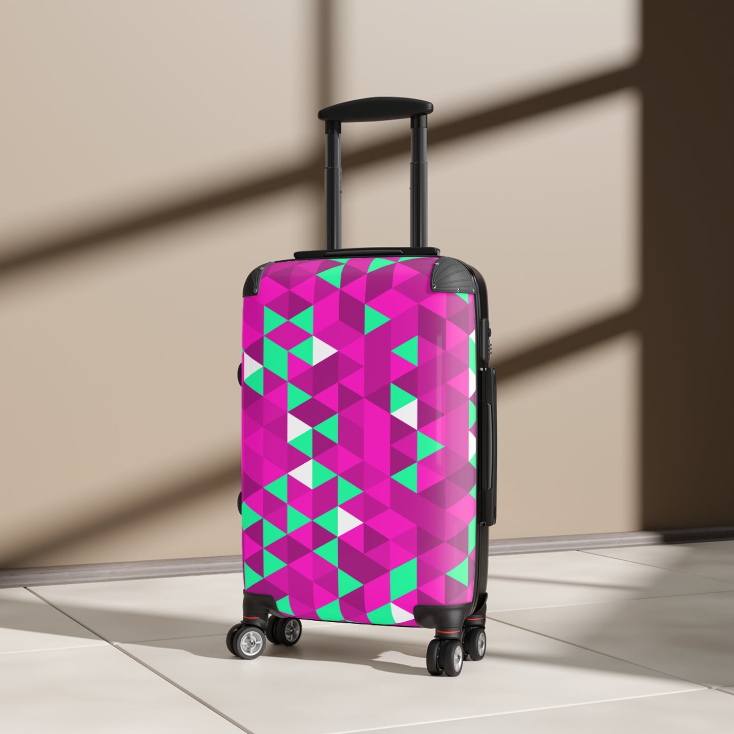 Pink & Teal Triangles–Suitcase