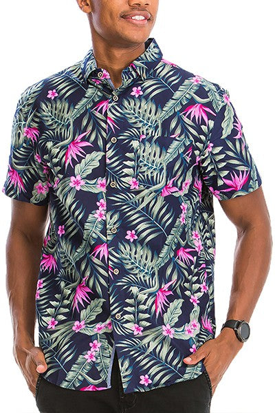 Hawaiian Print Button Down Shirt