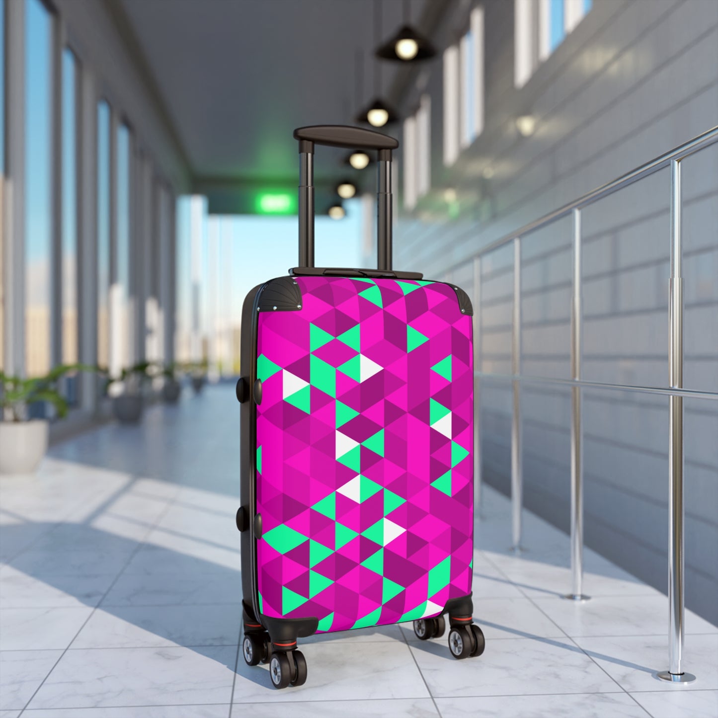 Pink & Teal Triangles–Suitcase