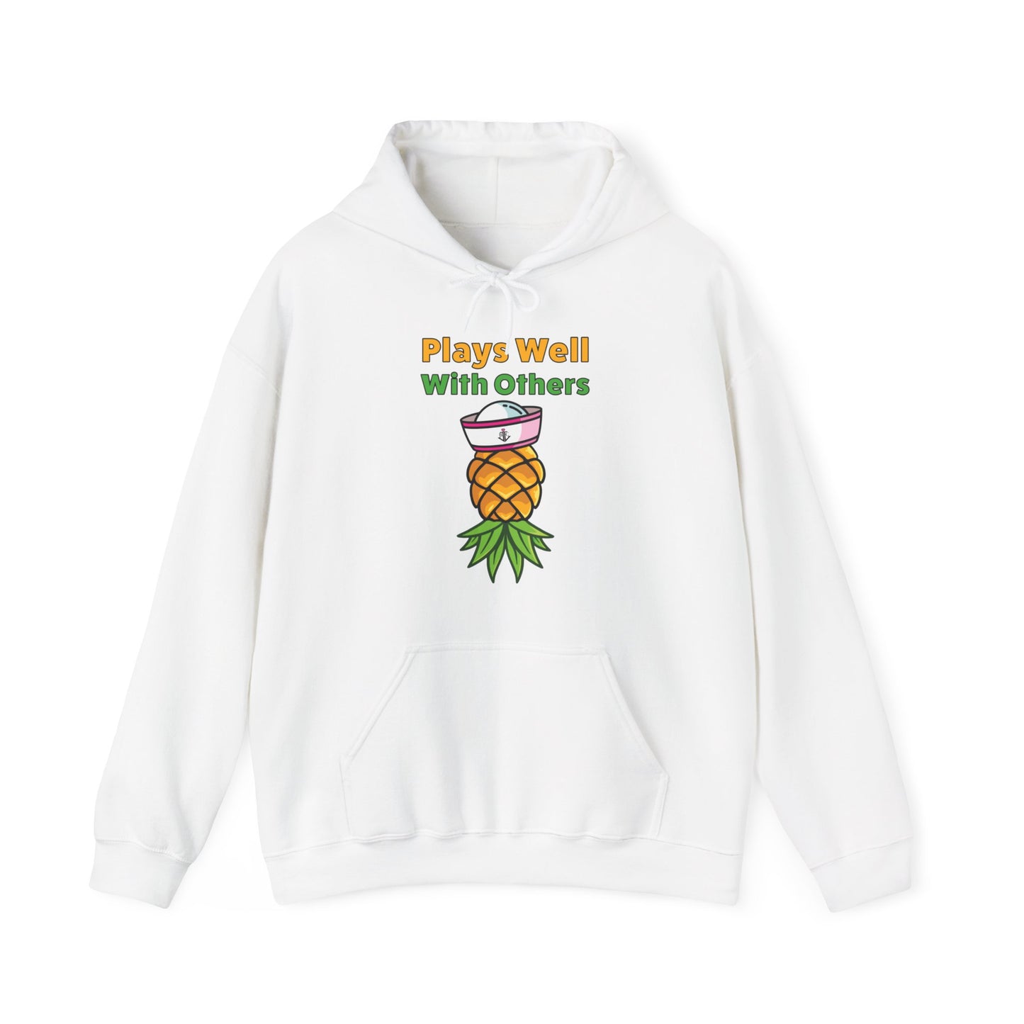 Upside Down Pineapple–Plays Well With Others–Unisex Heavy Blend™ Hooded Sweatshirt