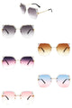 Square Rimless Oversize Rhinestone Sunglasses