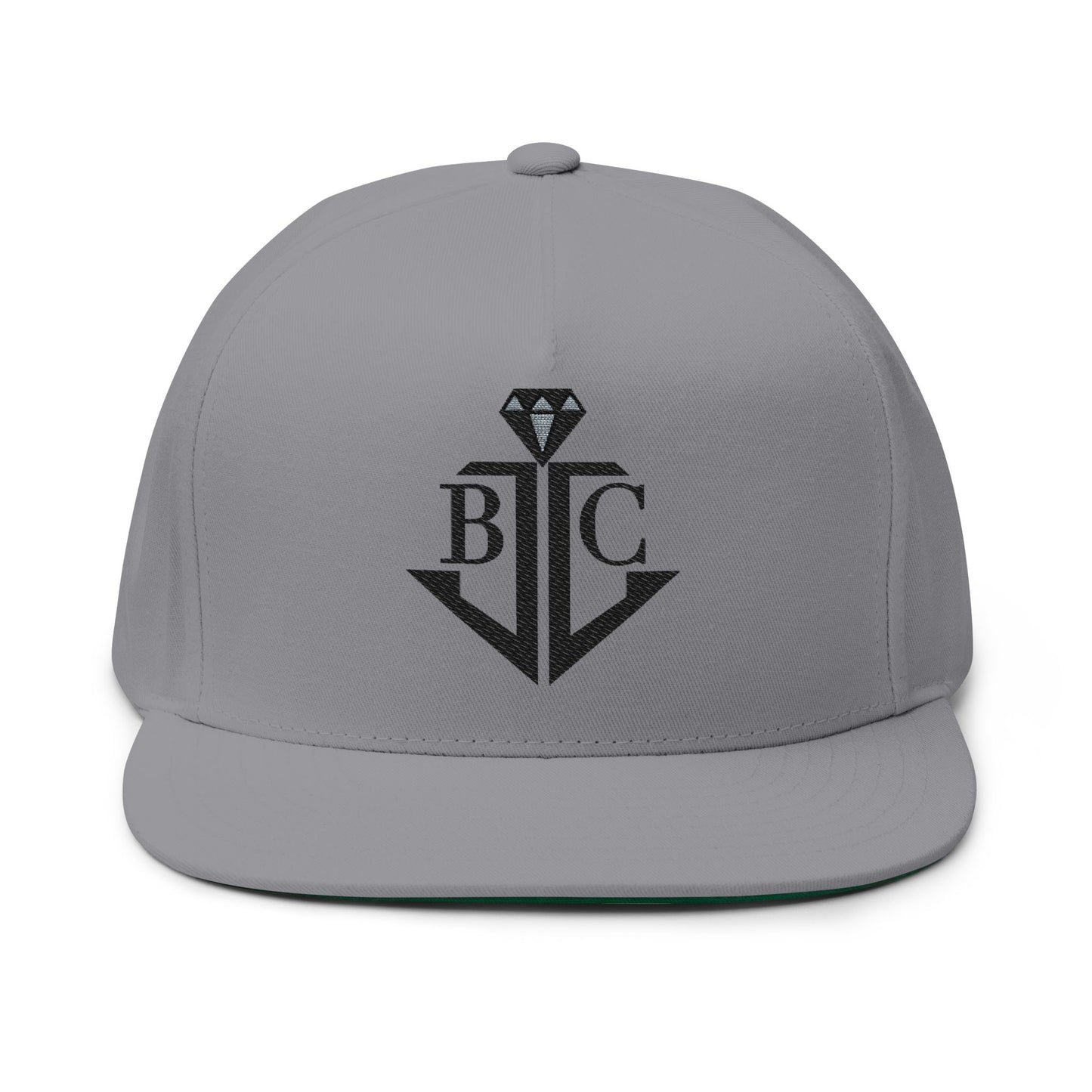 Embroidered Anchor Black/Blue Diamond Logo Flat Bill Cap