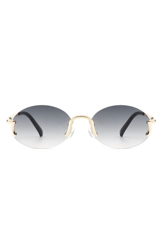 Retro Rimless Oval Fashion Round Sunglasses