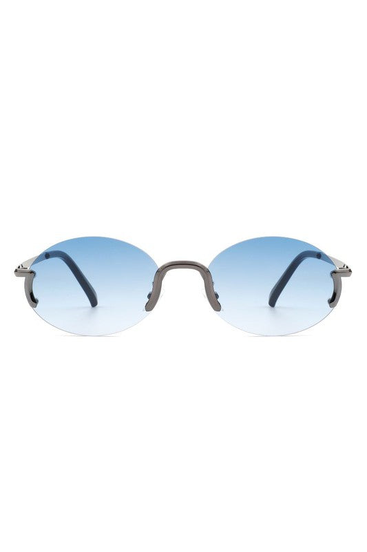 Retro Rimless Oval Fashion Round Sunglasses