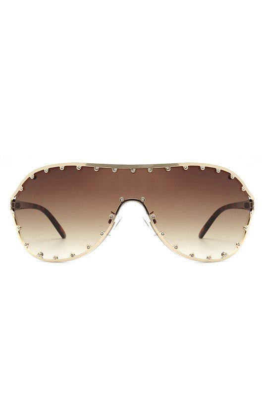 Oversize Rhinestone Fashion Aviator Sunglasses