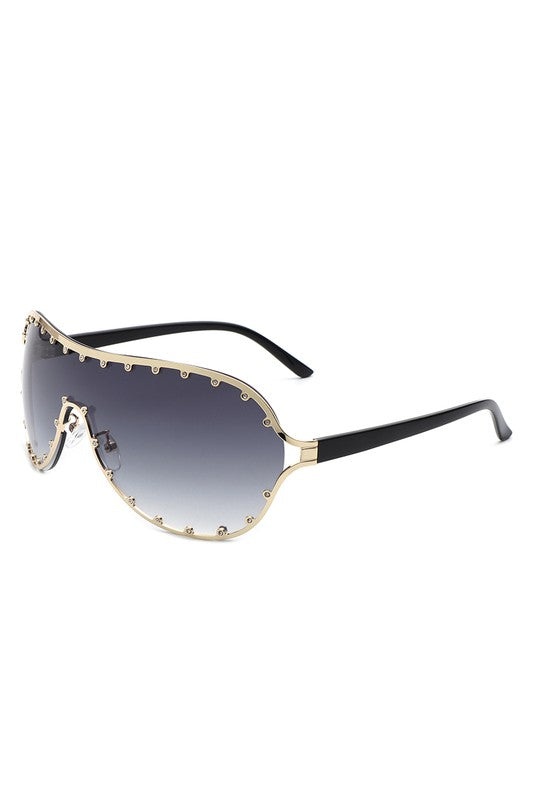 Oversize Rhinestone Fashion Aviator Sunglasses