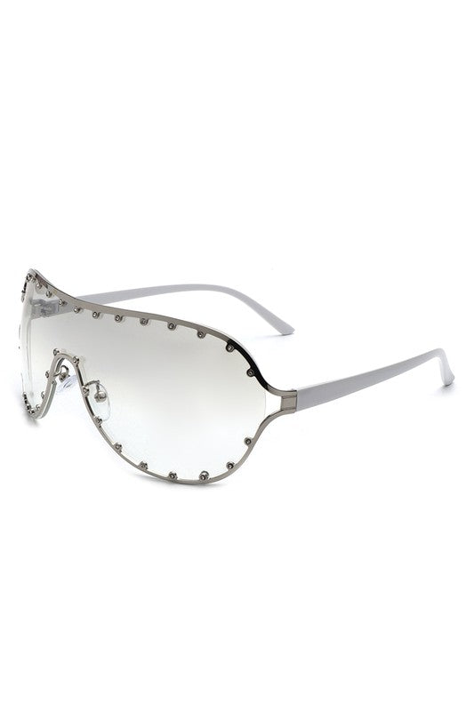 Oversize Rhinestone Fashion Aviator Sunglasses