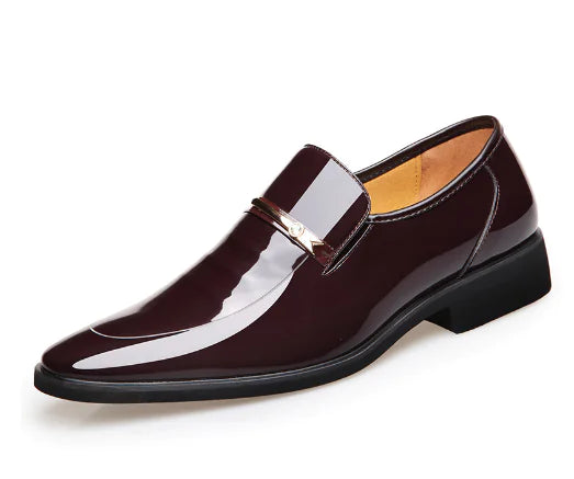 Bright Leather Men's Shoes with Invisible Height Increase