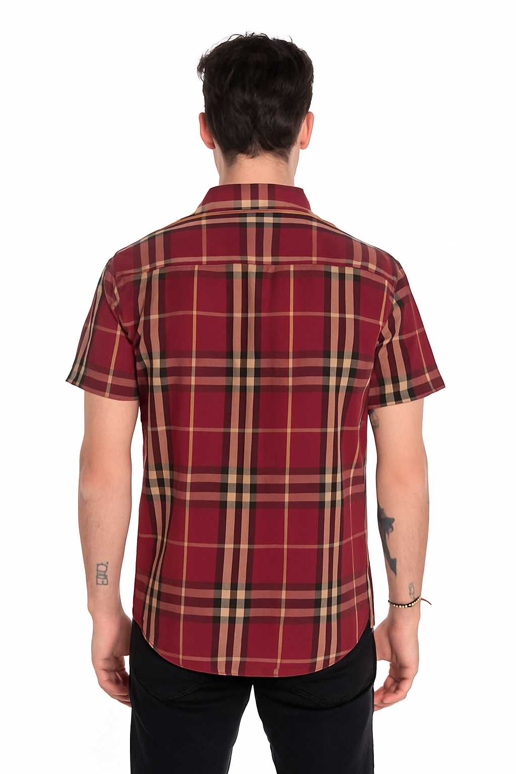 Weiv Men's Casual Short Sleeve Checker Shirts