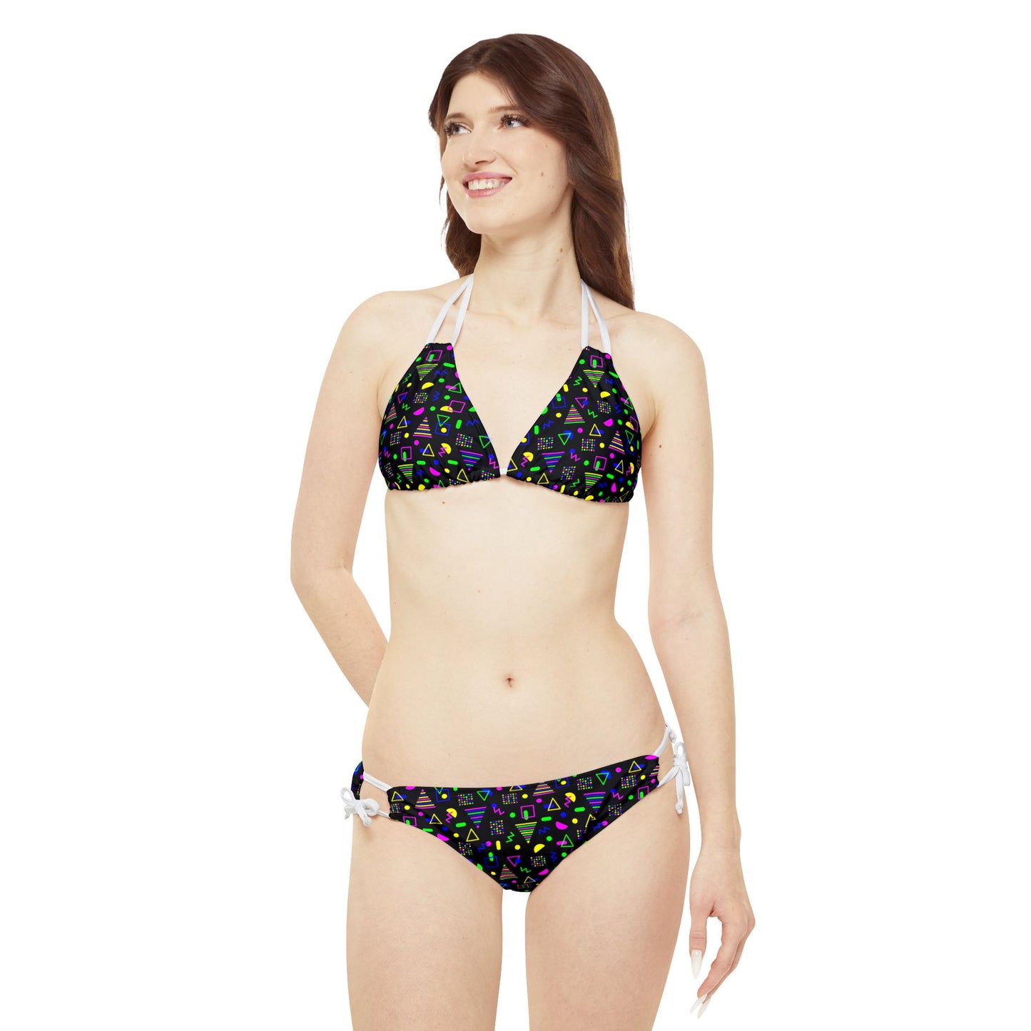 Neon Shapes–Strappy Bikini Set (AOP)