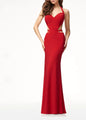 Sleeveless Halter Evening Dress - Long Gown