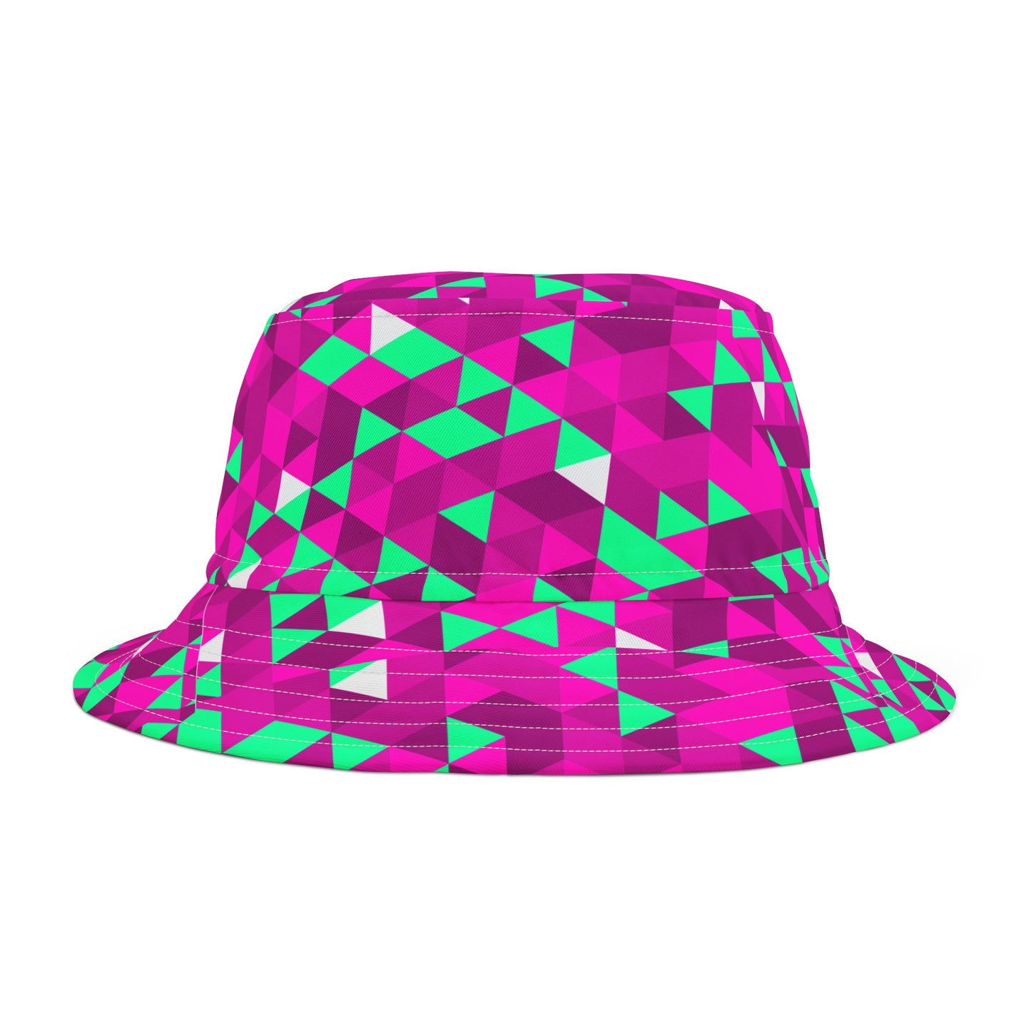 Pink & Teal Triangles–Bucket Hat (AOP)